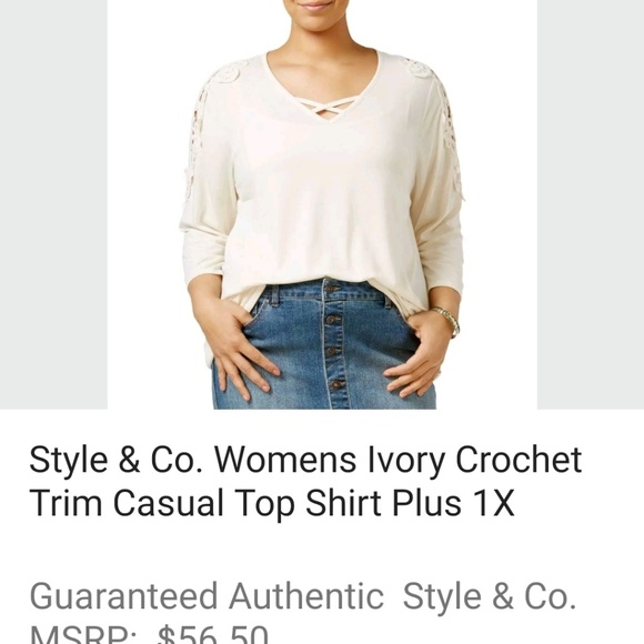 Comfy LS soft top w CROCHET sleeves - Picture 2 of 4